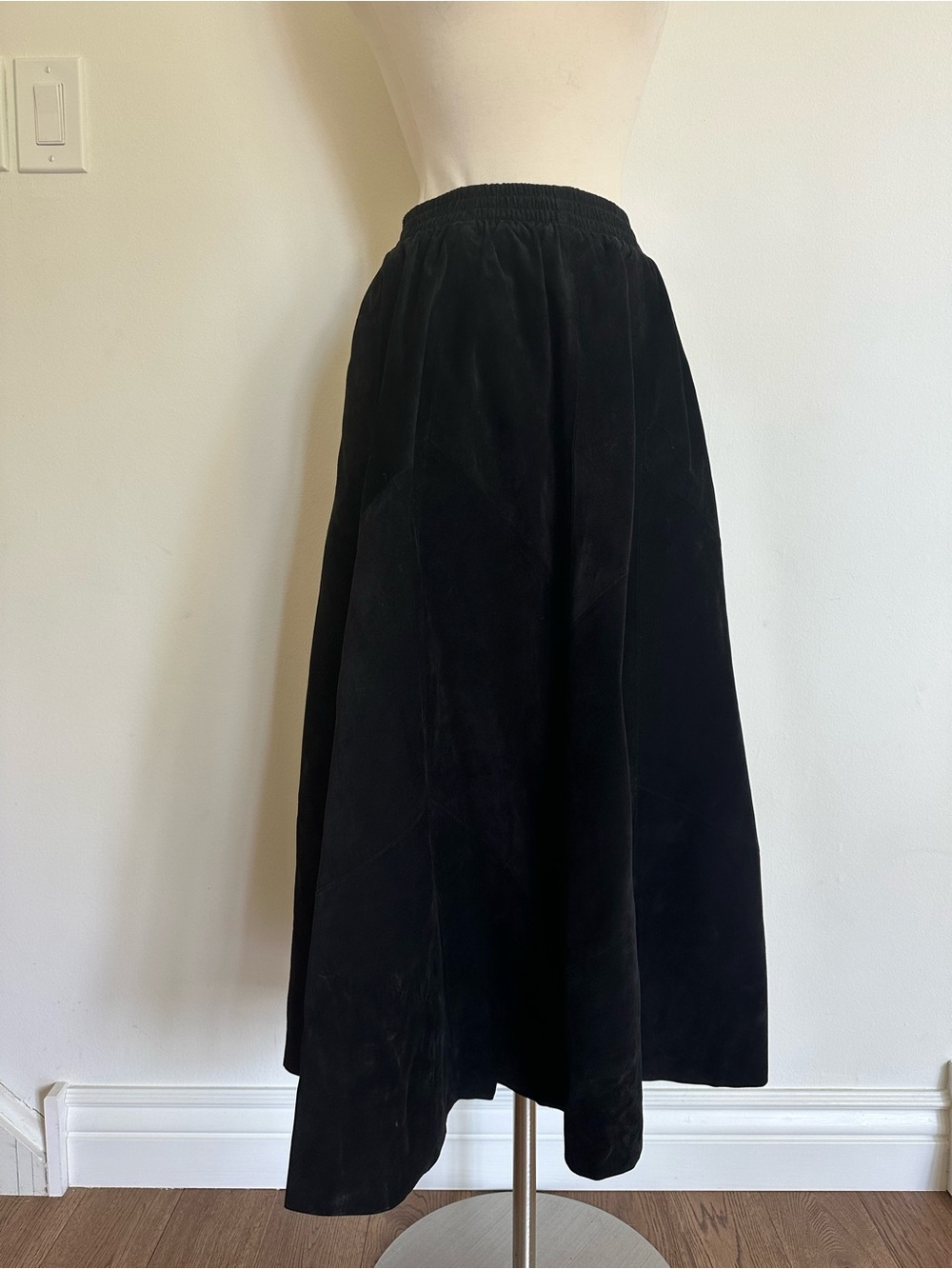 Vintage Genuine Suede Leather Maxi Skirt Timeless Style